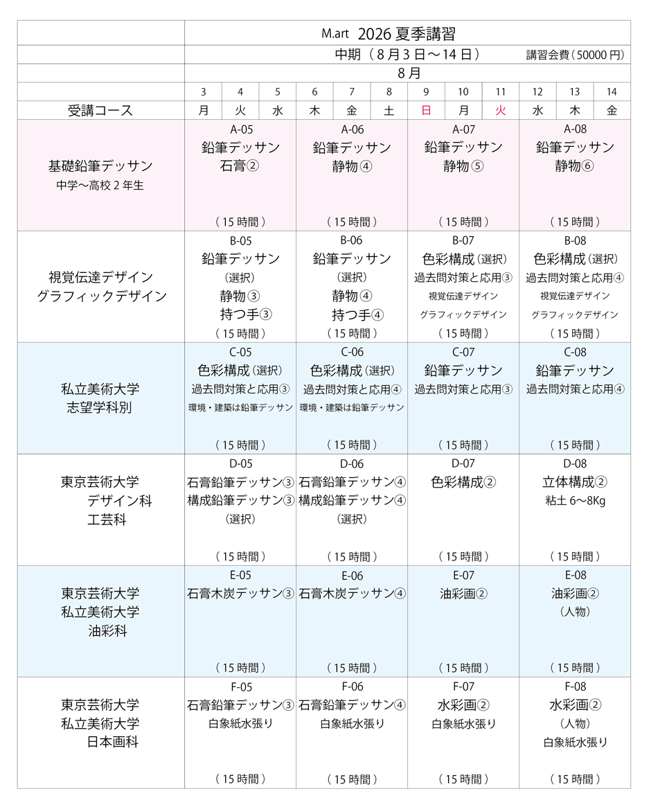 2026夏期講習　中期